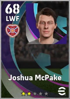 Joshua McPake eFootball 2026 player card, 68 OVR LWF