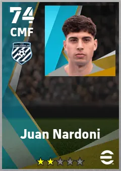 Juan Nardoni eFootball 2026 player card — 74 OVR CMF