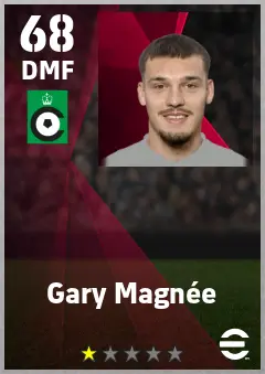 Gary Magnee eFootball 2026 player card — 68 OVR DMF
