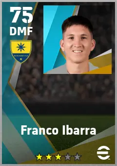Franco Ibarra eFootball 2026 player card — 75 OVR DMF
