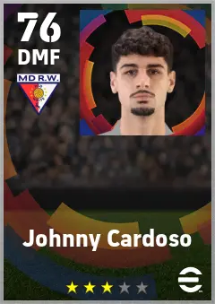 Johnny Cardoso eFootball 2026 player card — 76 OVR DMF