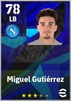 Miguel Gutierrez eFootball 2026 player card — 78 OVR LB
