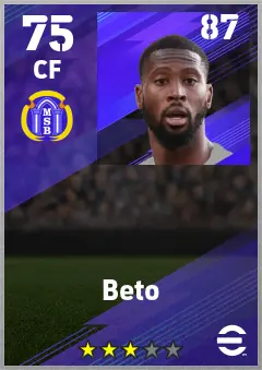 Beto eFootball 2026 player card — 75 OVR CF