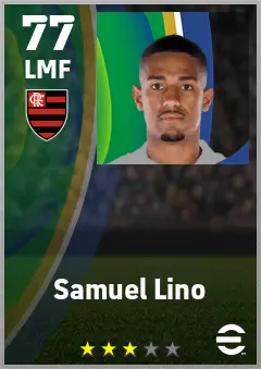 Samuel Lino eFootball 2026 player card — 77 OVR LMF