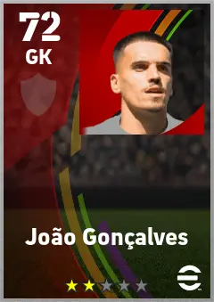 Joao Goncalves eFootball 2026 player card — 72 OVR GK