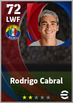 Rodrigo Cabral eFootball 2026 player card — 72 OVR LWF