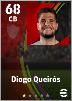 Diogo Queiros eFootball 2026 player card — 68 OVR CB