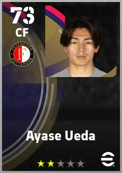 Ayase Ueda eFootball 2026 player card — 73 OVR CF