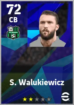 S. Walukiewicz eFootball 2026 player card — 72 OVR CB