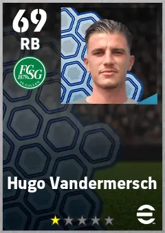 Hugo Vandermersch eFootball 2026 player card — 69 OVR RB