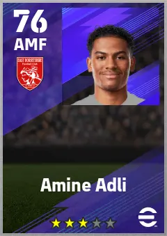 Amine Adli eFootball 2026 player card — 76 OVR AMF