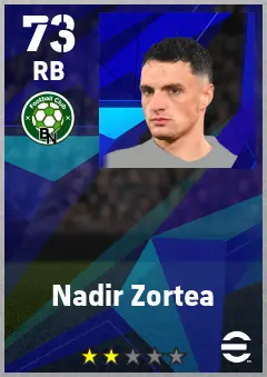 Nadir Zortea eFootball 2026 player card — 73 OVR RB