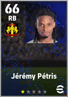 Jeremy Petris eFootball 2026 player card — 66 OVR RB