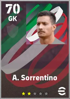 A. Sorrentino eFootball 2026 player card — 70 OVR GK