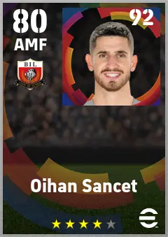 Oihan Sancet eFootball 2026 player card — 80 OVR AMF