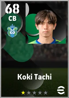 Koki Tachi eFootball 2026 player card — 68 OVR CB