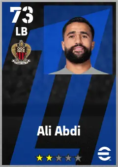 Ali Abdi eFootball 2026 player card — 73 OVR LB