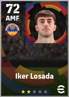 Iker Losada eFootball 2026 player card — 72 OVR AMF