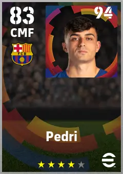 Pedri eFootball 2026 player card — 83 OVR CMF