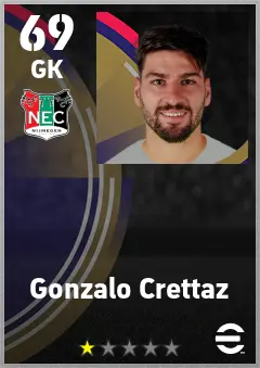 Gonzalo Crettaz eFootball 2026 player card — 69 OVR GK