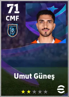 Umut Gunes eFootball 2026 player card — 71 OVR CMF