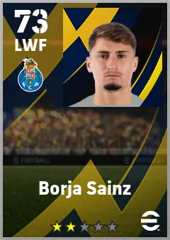 Borja Sainz eFootball 2026 player card — 73 OVR LWF