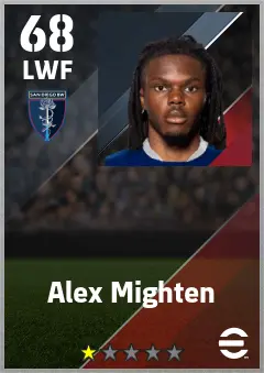 Alex Mighten eFootball 2026 player card — 68 OVR LWF