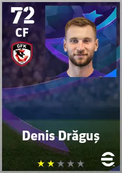 Denis Dragus eFootball 2026 player card — 72 OVR CF
