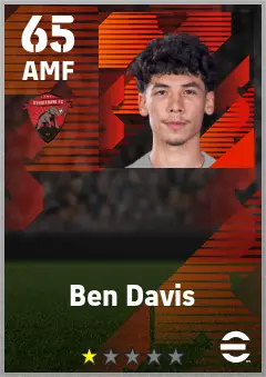 Ben Davis eFootball 2026 player card — 65 OVR AMF