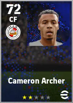 Cameron Archer eFootball 2026 player card — 72 OVR CF