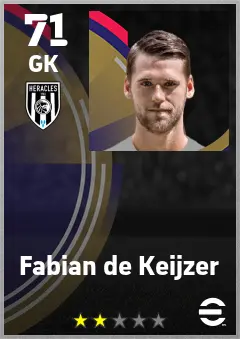 Fabian de Keijzer eFootball 2026 player card — 71 OVR GK