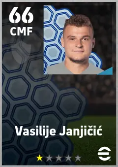 Vasilije Janjicic eFootball 2026 player card — 66 OVR CMF
