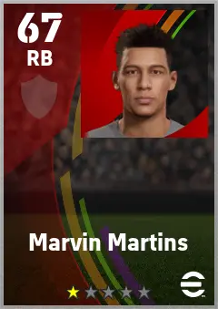 Marvin Martins eFootball 2026 player card — 67 OVR RB