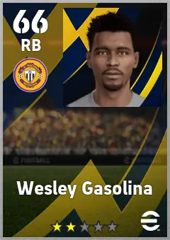 Wesley Gasolina eFootball 2026 player card, 66 OVR RB