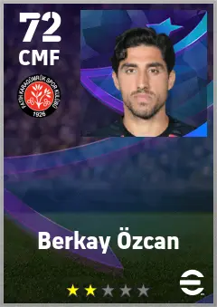 Berkay Ozcan eFootball 2026 player card — 72 OVR CMF