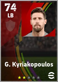 G. Kyriakopoulos eFootball 2026 player card — 74 OVR LB