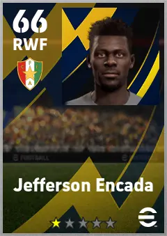 Jefferson Encada eFootball 2026 player card — 66 OVR RWF