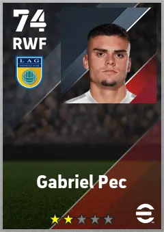 Gabriel Pec eFootball 2026 player card — 74 OVR RWF