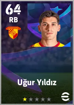 Ugur Yildiz eFootball 2026 player card — 64 OVR RB