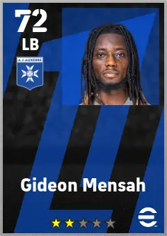 Gideon Mensah eFootball 2026 player card — 72 OVR LB
