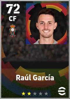 Raul Garcia eFootball 2026 player card — 72 OVR CF
