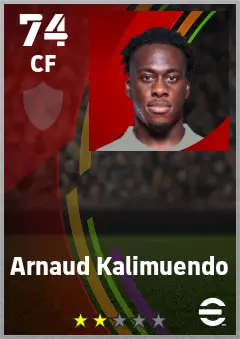 Arnaud Kalimuendo eFootball 2026 player card — 74 OVR CF