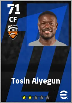 Tosin Aiyegun eFootball 2026 player card — 71 OVR CF