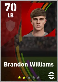 Brandon Williams eFootball 2026 player card — 70 OVR LB