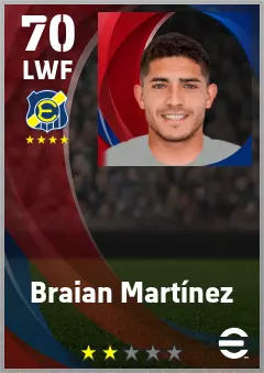 Braian Martinez eFootball 2026 player card — 70 OVR LWF