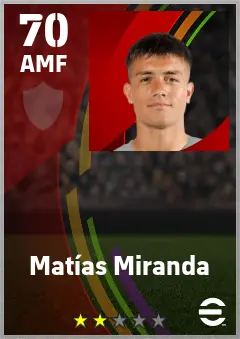Matias Miranda eFootball 2026 player card — 70 OVR AMF