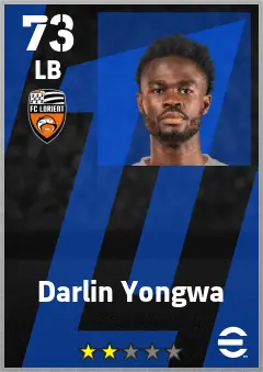 Darlin Yongwa eFootball 2026 player card — 73 OVR LB