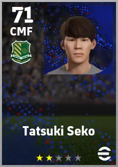 Tatsuki Seko eFootball 2026 player card — 71 OVR CMF