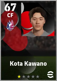 Kota Kawano eFootball 2026 player card — 67 OVR CF