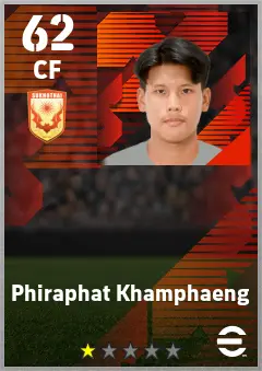 Phiraphat Khamphaeng eFootball 2026 player card — 62 OVR CF